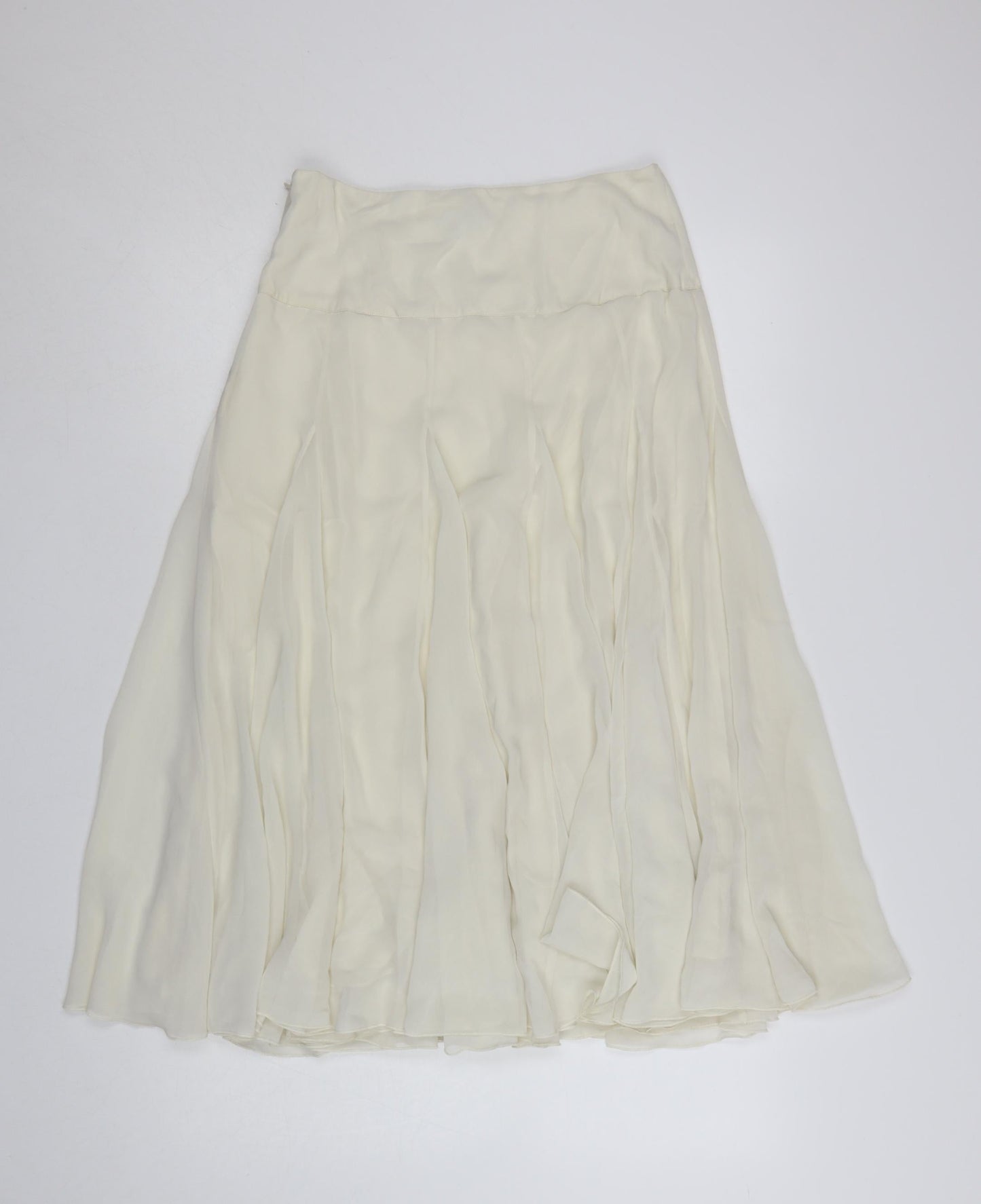 Coast Women Ivory Midi A-Line Chiffon Skirt Size 10