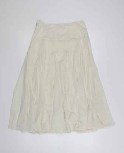 Coast Women Ivory Midi A-Line Chiffon Skirt Size 10