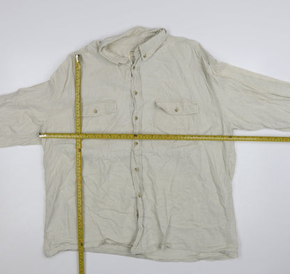 RPS Men's Beige Linen Long Sleeve Button-Up Shirt Size L