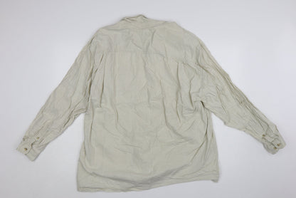 RPS Men's Beige Linen Long Sleeve Button-Up Shirt Size L