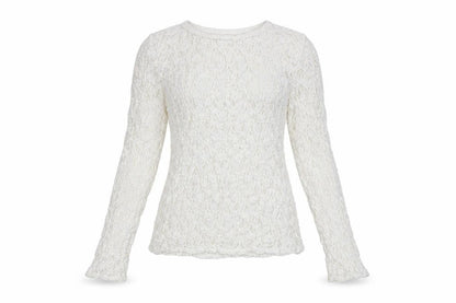 Marks and Spencer Women's White Long Sleeve Lace Cotton Blend Top Size 8