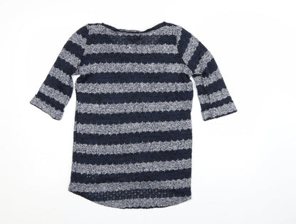 New Look Women’s Blue Striped Knit Pullover Jumper Size 8