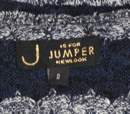 New Look Women’s Blue Striped Knit Pullover Jumper Size 8