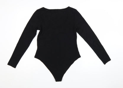 H&M Womens Black Long Sleeve Bodysuit Size L Polyester Blend