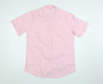 St. Bernard Men's Pink Short Sleeve Button-Up Cotton Shirt 15in Collar