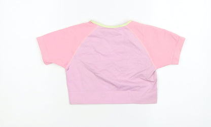 Bo+Tee Womens Pink Cropped Activewear T-Shirt Size S