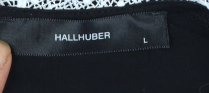 Hallhuber Women's Black Long Sleeve Lace Collar Blouse Size L