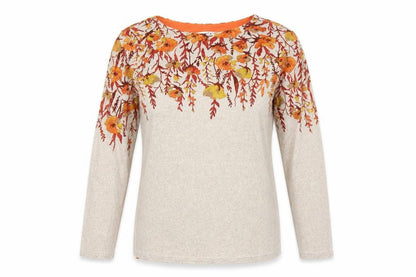 Isle Women Beige Floral Long Sleeve Pullover Jumper Size S 10-12