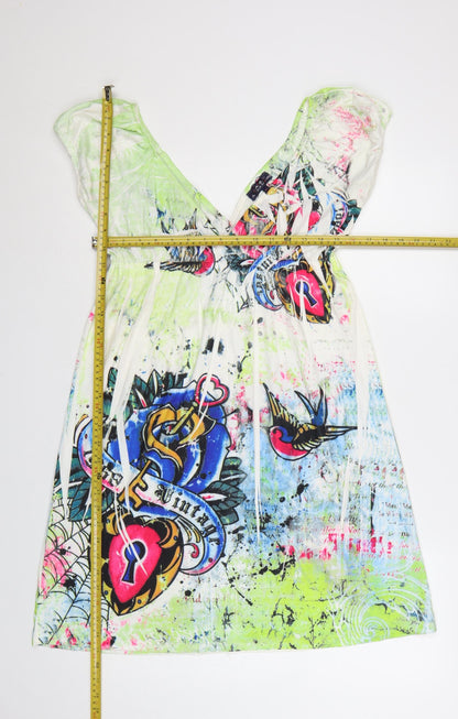 New York Laundry Women's Multicoloured M A-Line V-Neck Graphic Dress