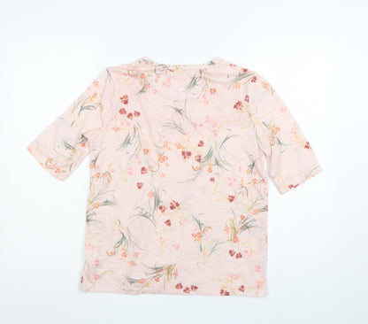 Marks and Spencer Per Una Women's Pink Floral Lace Short Sleeve Top UK12