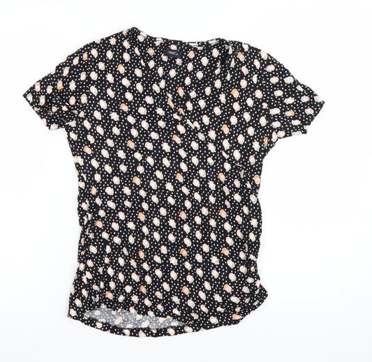 Next Womens Black Polka Dot Short Sleeve V-Neck Tunic Blouse Size 10