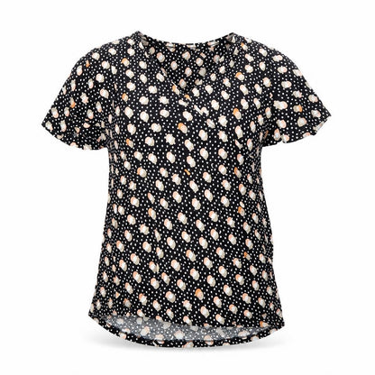 Next Womens Black Polka Dot Short Sleeve V-Neck Tunic Blouse Size 10