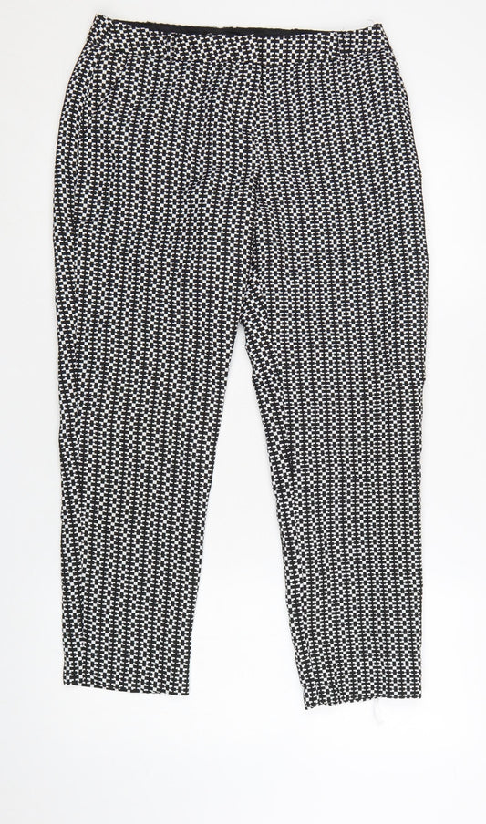 Miss Selfridge Women Black & White Geometric Slim Trousers UK 12
