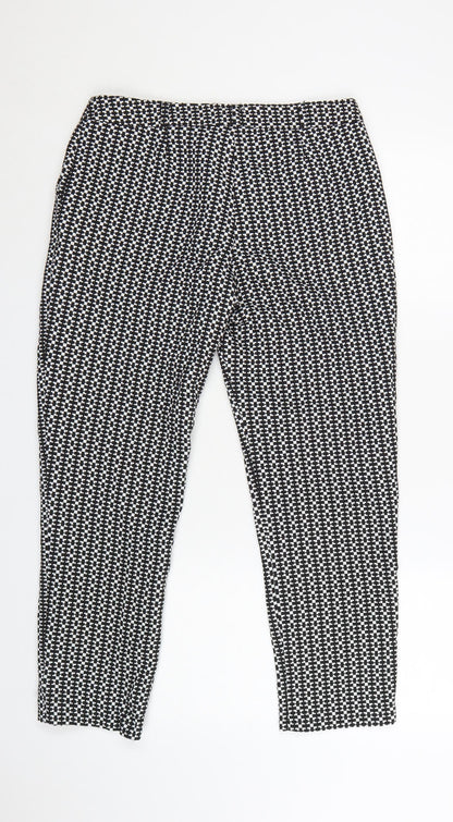 Miss Selfridge Women Black & White Geometric Slim Trousers UK 12
