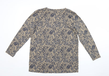 Marks and Spencer Womens Beige Animal Print Long Sleeve T-Shirt Size L