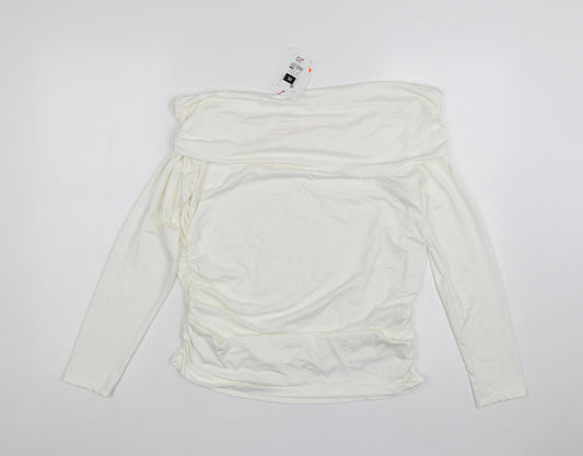 Savida Women’s Ivory Off Shoulder Ruched Tunic Top Size 18