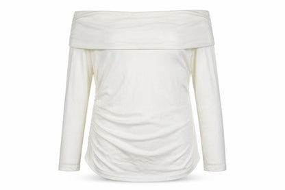 Savida Women’s Ivory Off Shoulder Ruched Tunic Top Size 18