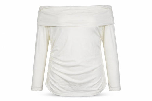 Savida Women’s Ivory Off Shoulder Ruched Tunic Top Size 18