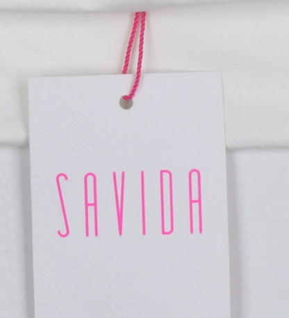 Savida Women’s Ivory Off Shoulder Ruched Tunic Top Size 18