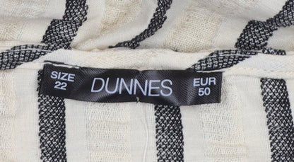 Dunnes Women Beige Striped Cotton Linen Plus Size 22 Sleeveless Slip Dress