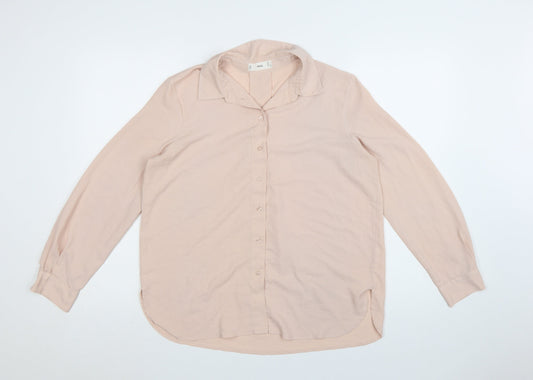 Marks & Spencer Women Beige Long Sleeve Button-Up Blouse M