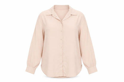 Marks and Spencer Women Beige Long Sleeve Button-Up Blouse M
