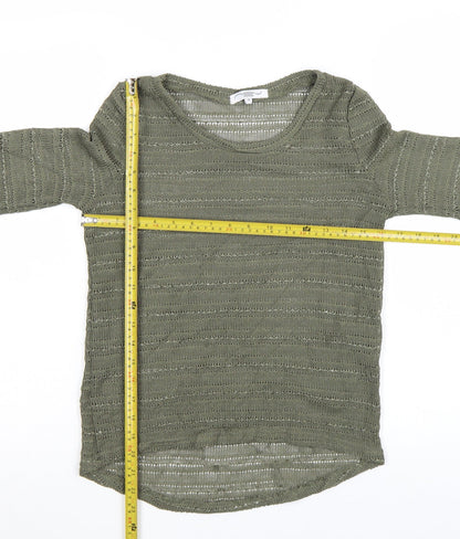 New Look Women’s Green Open-Knit 3/4 Sleeve Jumper Size 10
