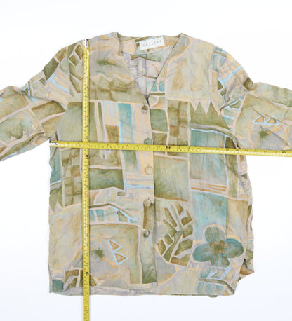 Gallery Women's Multicoloured Geometric V-Neck Tunic Blouse Size 12
