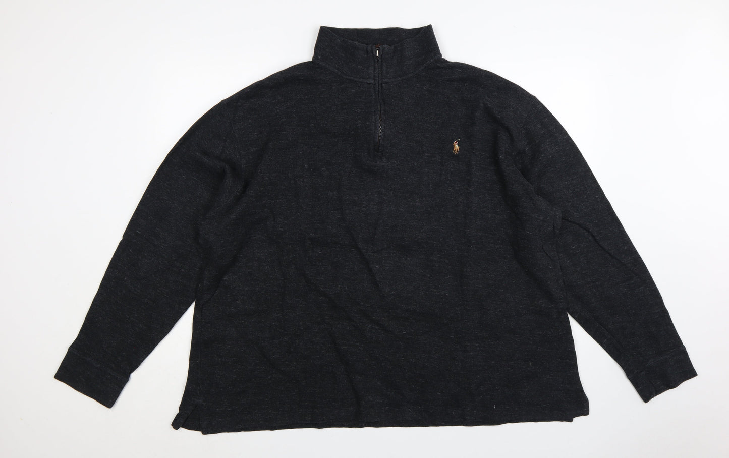 Polo Ralph Lauren Men's Black 3XL Henley 1/4 Zip Sweatshirt