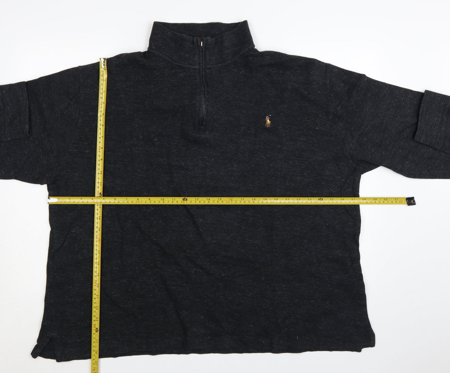 Polo Ralph Lauren Men's Black 3XL Henley 1/4 Zip Sweatshirt