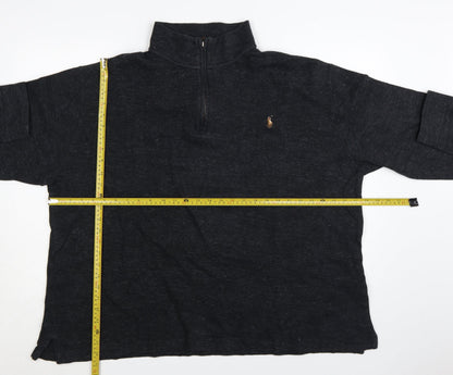 Polo Ralph Lauren Men's Black 3XL Henley 1/4 Zip Sweatshirt