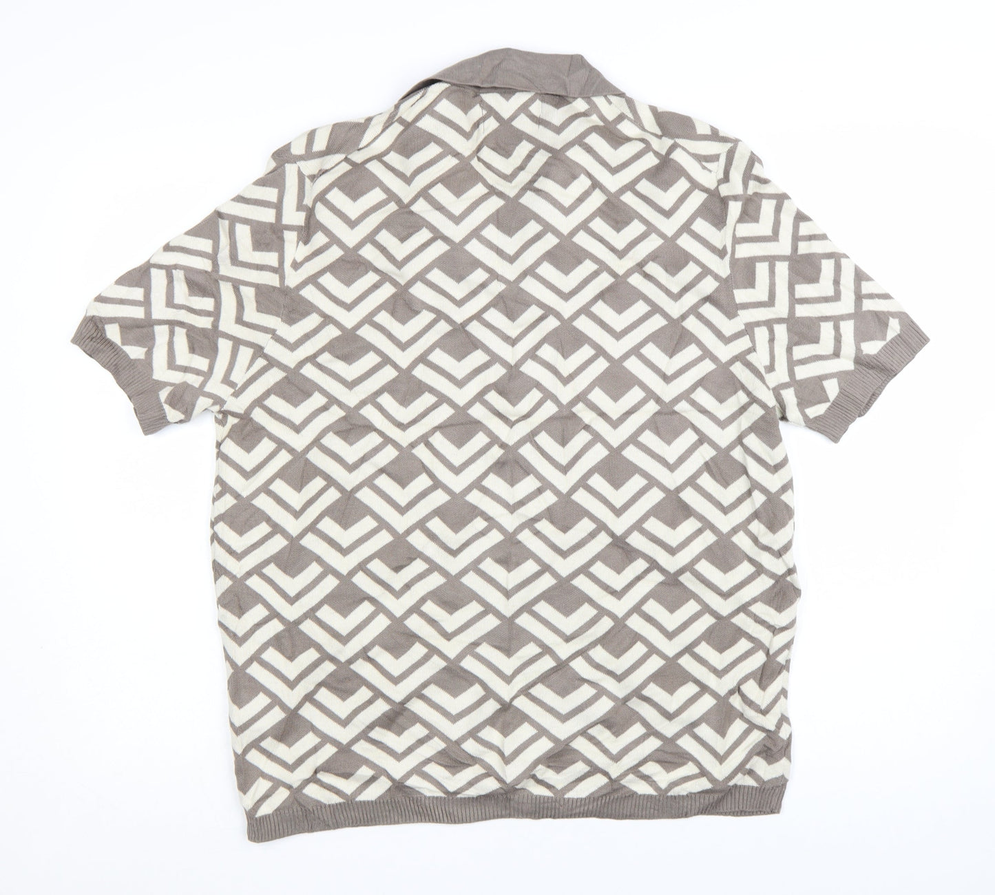 Marks and Spencer Women’s Brown Geometric Collared Knit Jumper XL
