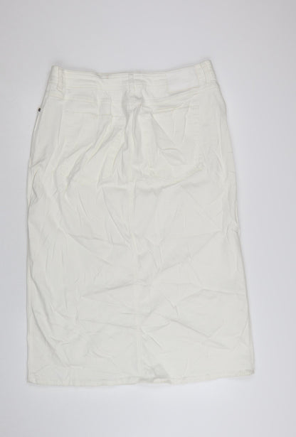 Marks and Spencer Women’s White Cotton Blend Knee Length Pencil Skirt Size 18
