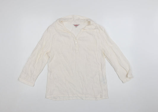Cath Kidston Women Ivory Viscose Long Sleeve Tunic Blouse UK 10