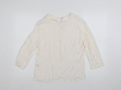 Cath Kidston Women Ivory Viscose Long Sleeve Tunic Blouse UK 10