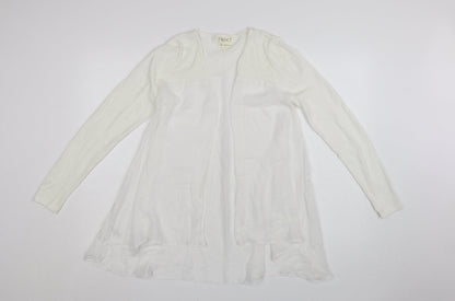 Next Women White Long Sleeve Tunic Blouse Size 8 Cotton Blend