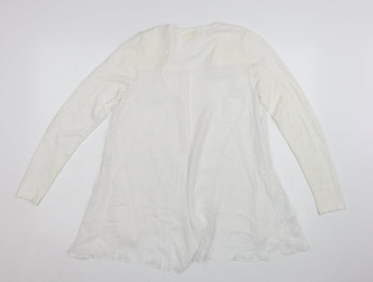 Next Women White Long Sleeve Tunic Blouse Size 8 Cotton Blend