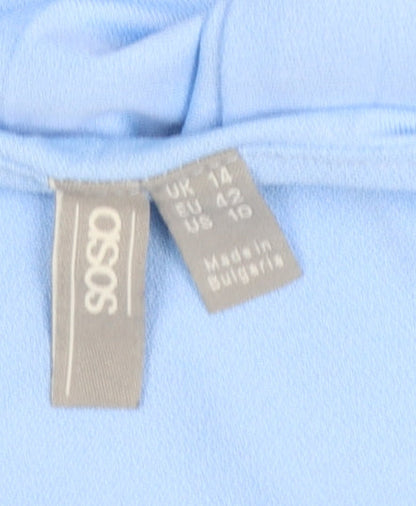 ASOS Women Blue Size 14 One Shoulder A-Line Dress