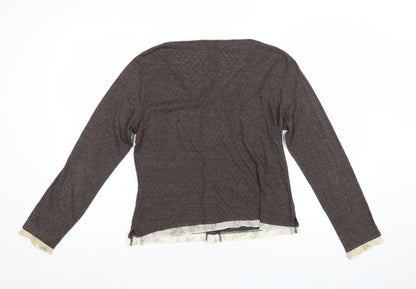 Mistral Women Brown Cardigan Size 14 Cotton Blend Long Sleeve