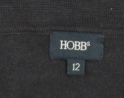 Hobbs Women Black Size 12 Wrap Knit 3/4 Sleeve Jumper
