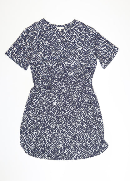 Warehouse Women Blue Geometric Short Sleeve Shift Dress Size 14