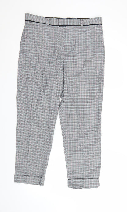 Topman Men’s Grey Checked Slim Fit Chino Trousers Size S 32W 30L