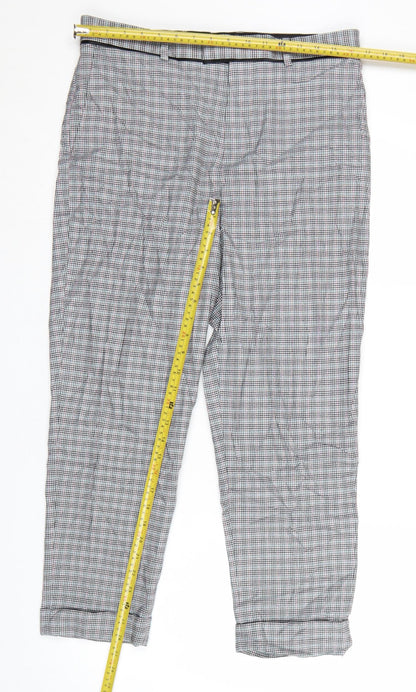 Topman Men’s Grey Checked Slim Fit Chino Trousers Size S 32W 30L
