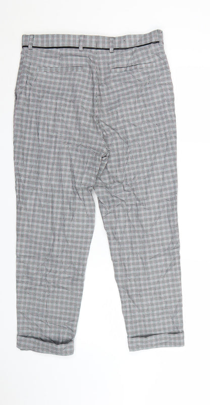 Topman Men’s Grey Checked Slim Fit Chino Trousers Size S 32W 30L