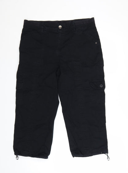 Style & Co Women’s Black Cotton Cargo Cropped Trousers Size 10