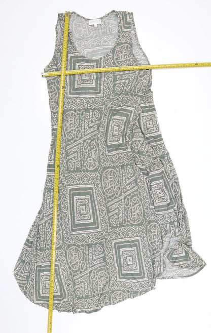 Apricot Women Green Geometric A-Line Sleeveless Viscose Dress UK 14