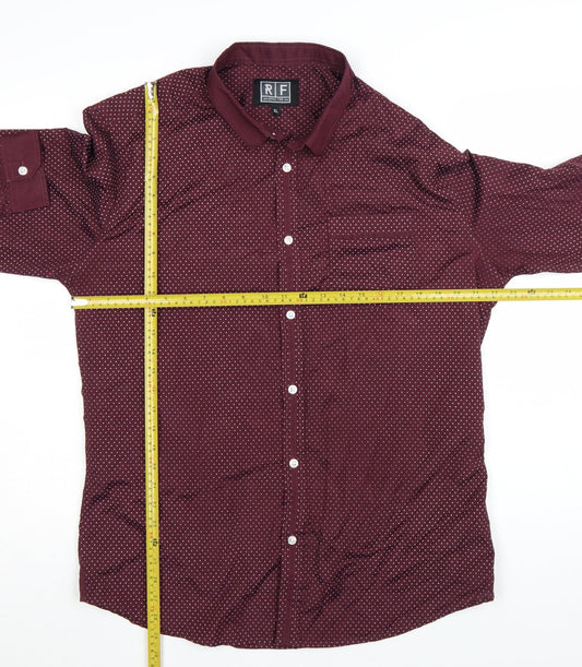 Blue Inc Men’s Red Geometric Long Sleeve Button-Up Shirt XL