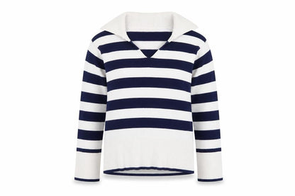 Monsoon Womens Blue White Striped V-Neck Knit Jumper M