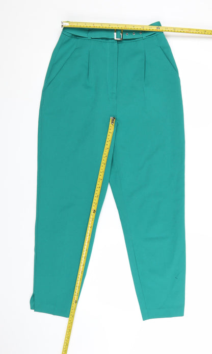 ASOS Women’s Green Paperbag Tapered Trousers UK 8 Belted Crepe