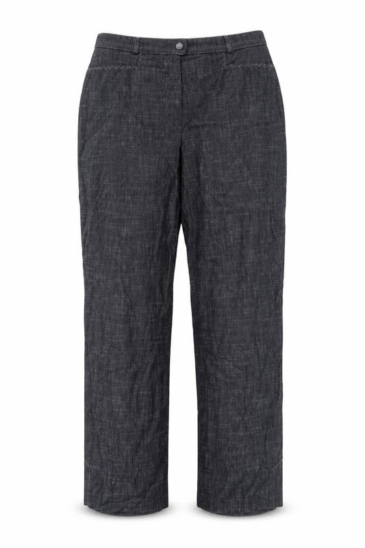 Gerry Weber Women's Grey Cotton Blend Stretch Straight Trousers Size 18